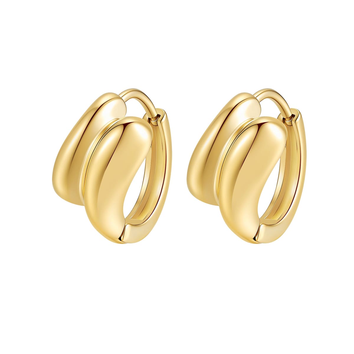 Polished Layered Huggie Earrings Waterproof