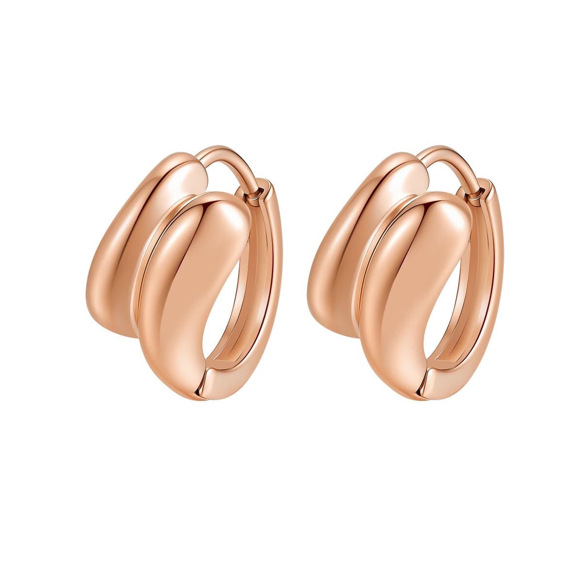 Polished Layered Huggie Earrings Waterproof