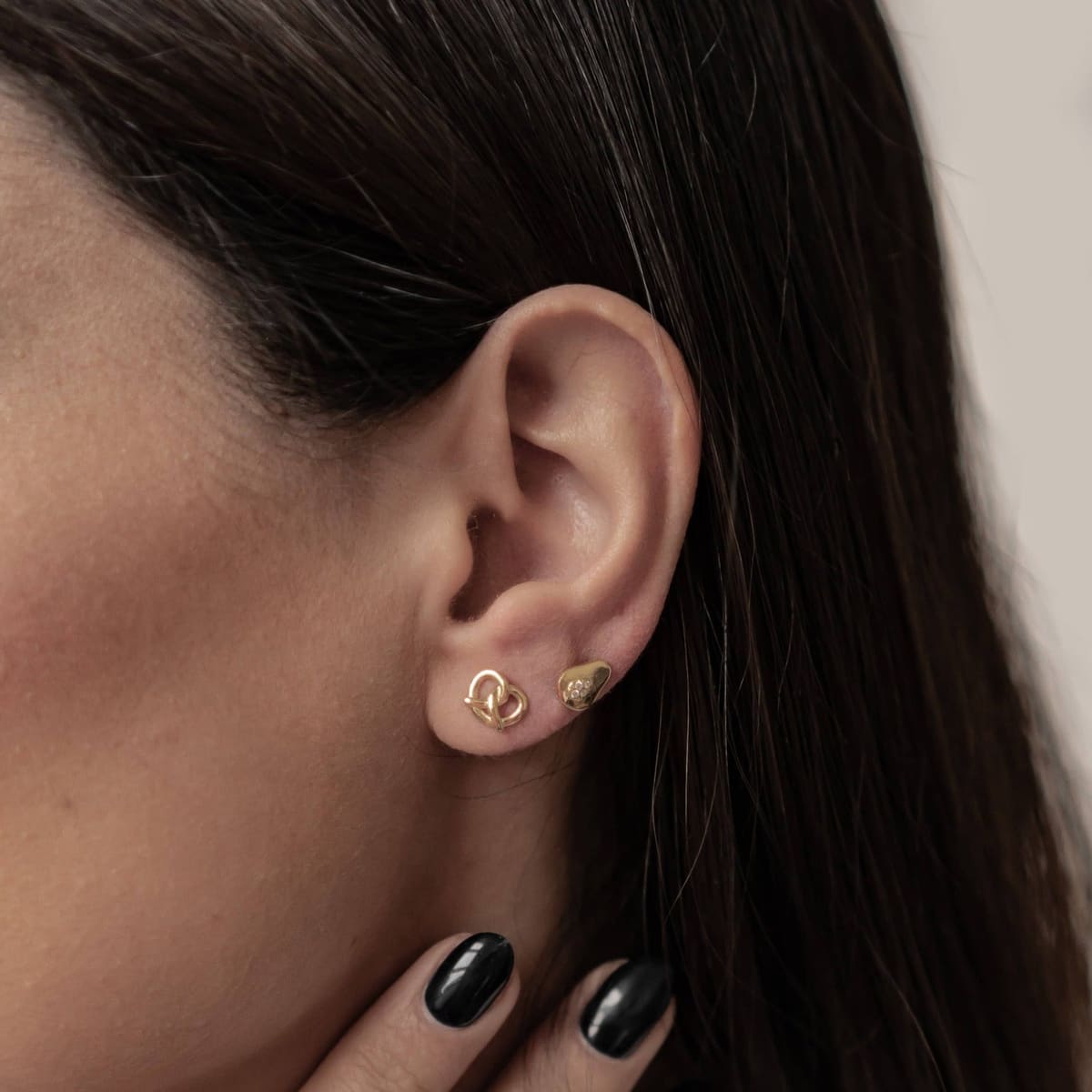 Pretzel and Avocado Stud Earring Set