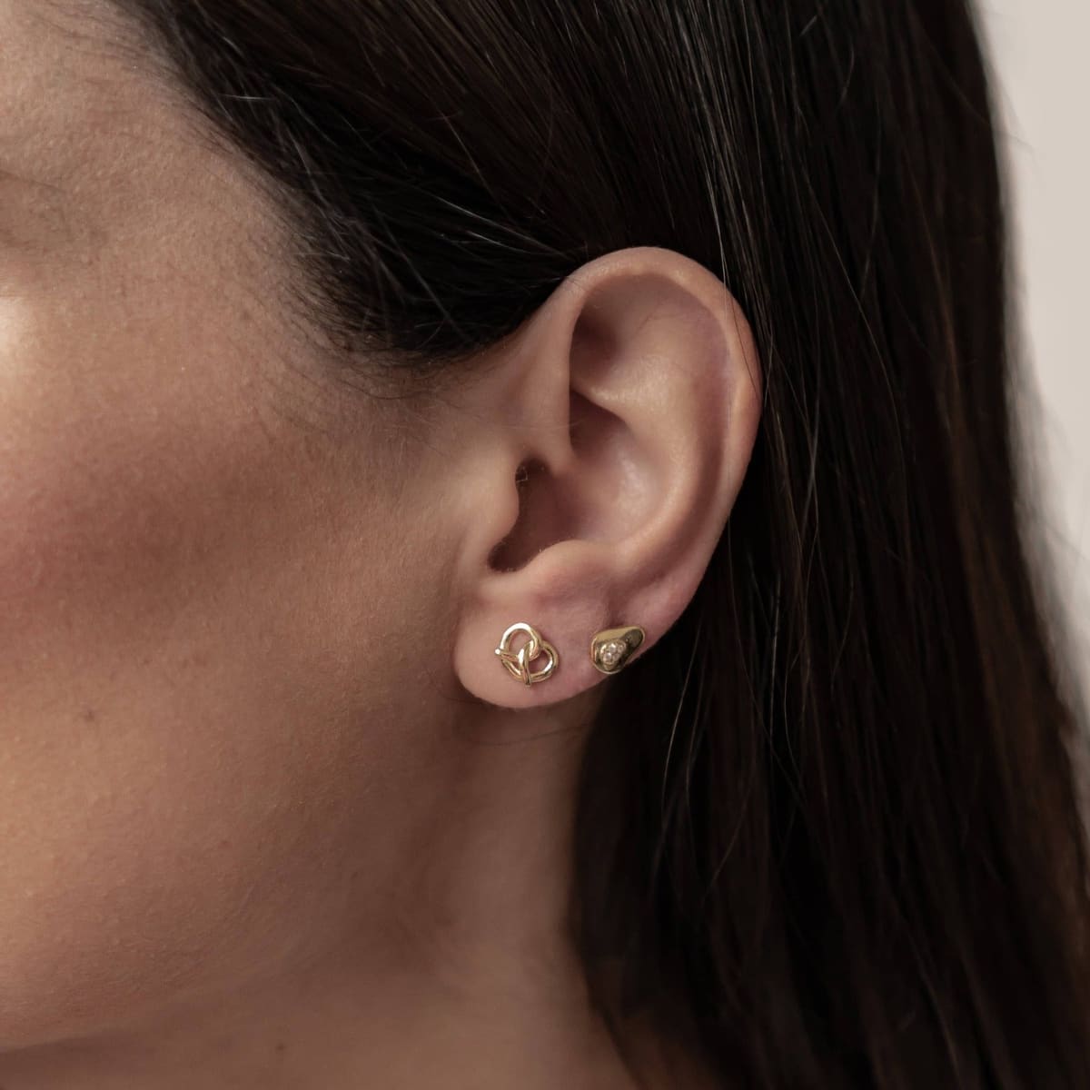 Pretzel and Avocado Stud Earring Set