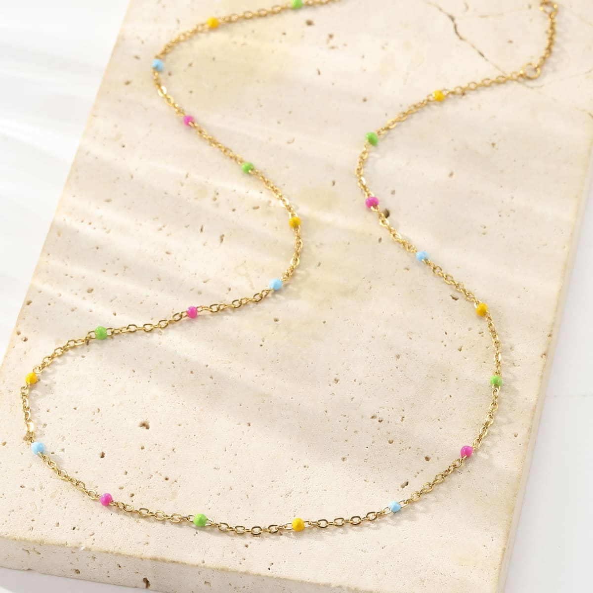 Rainbow Bead Necklace Waterproof