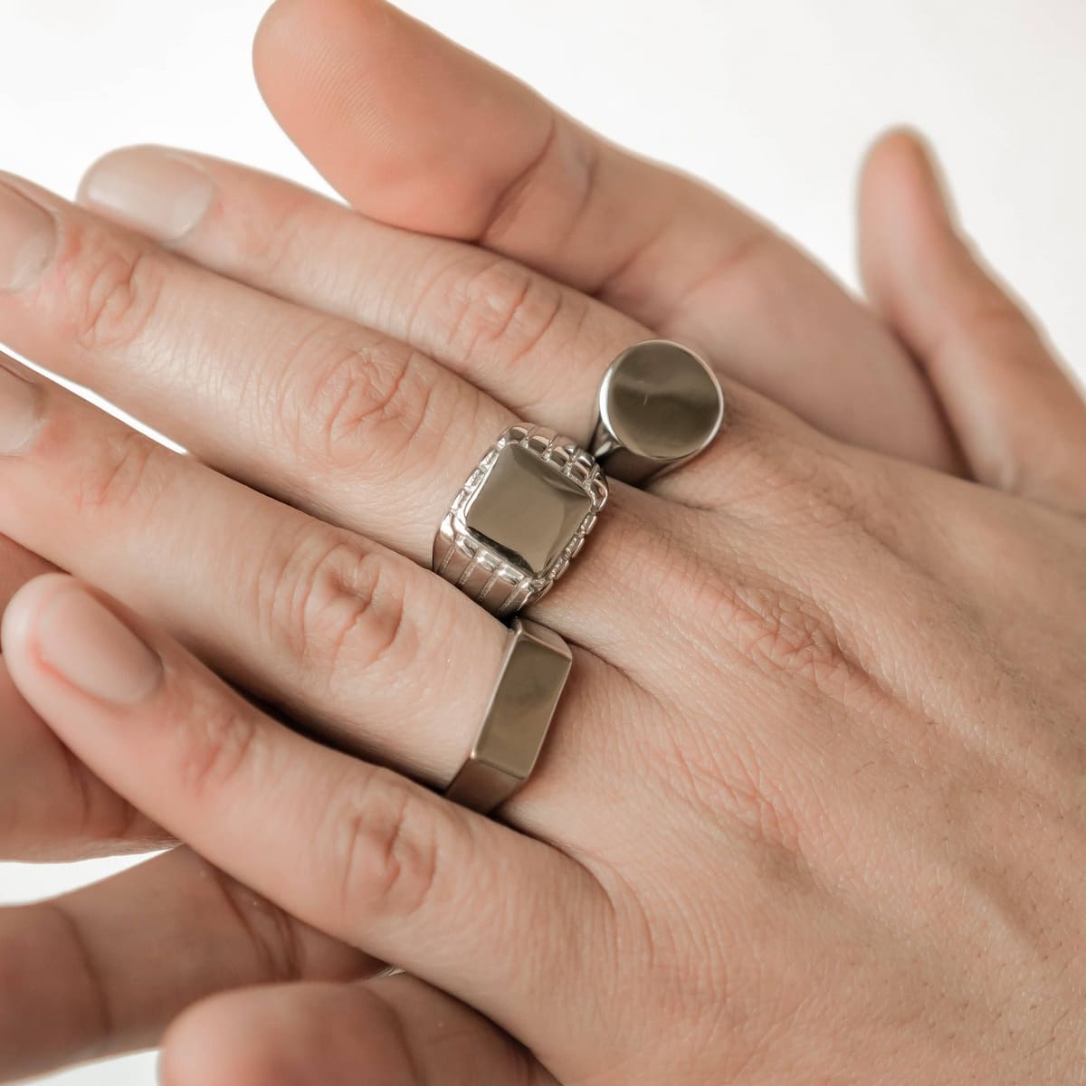 Rectangular Signet Ring Men Stainless Steel