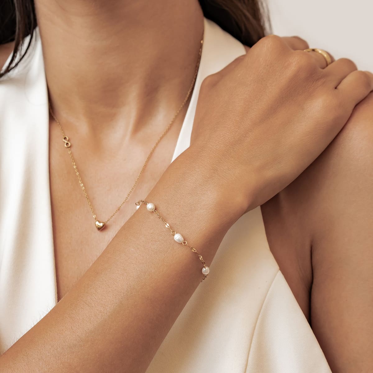 Rolo Chain Pearl Bracelet Waterproof
