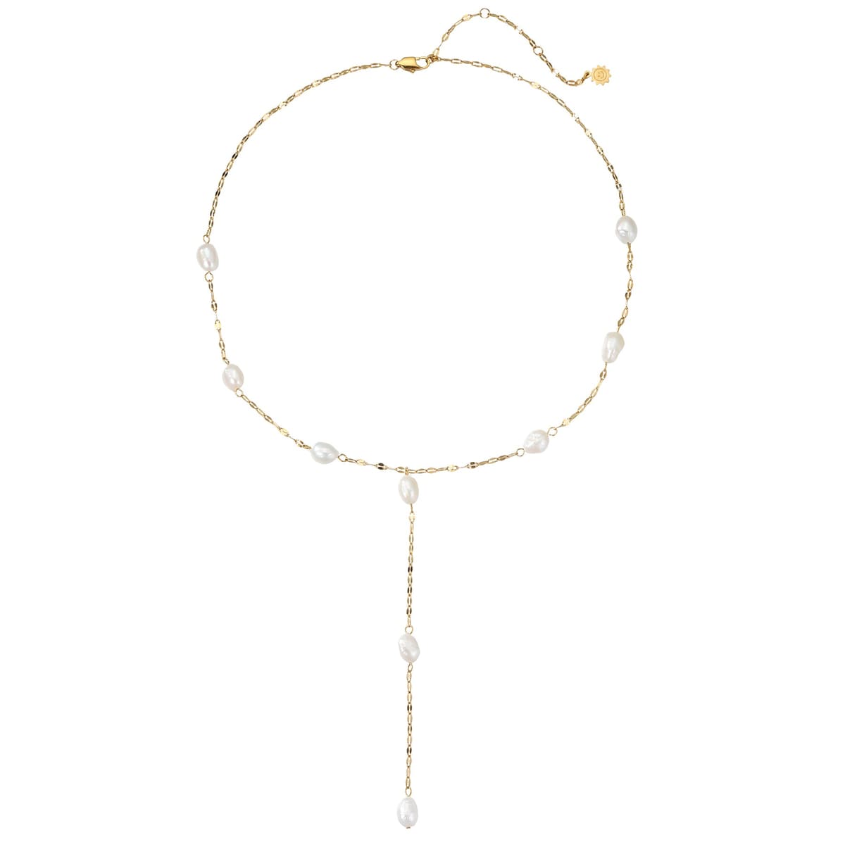 Rolo Chain Pearl Y Necklace Waterproof
