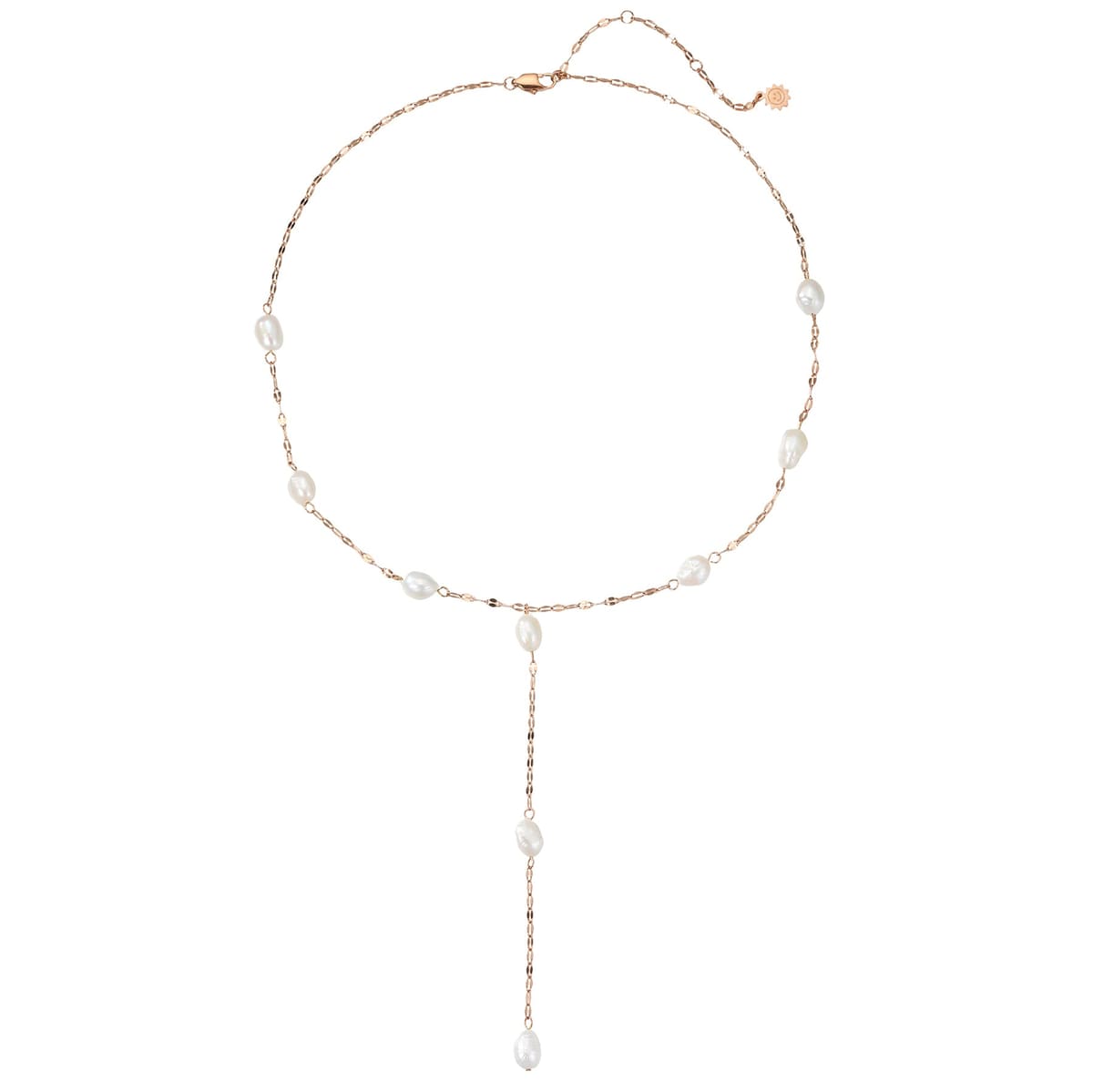 Rolo Chain Pearl Y Necklace Waterproof