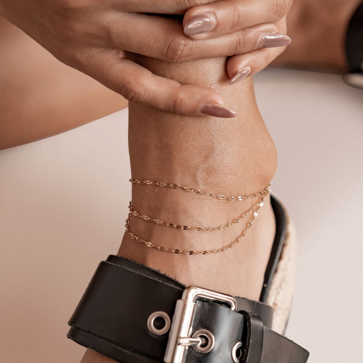 Rolo Trio Chain Anklet - Waterproof