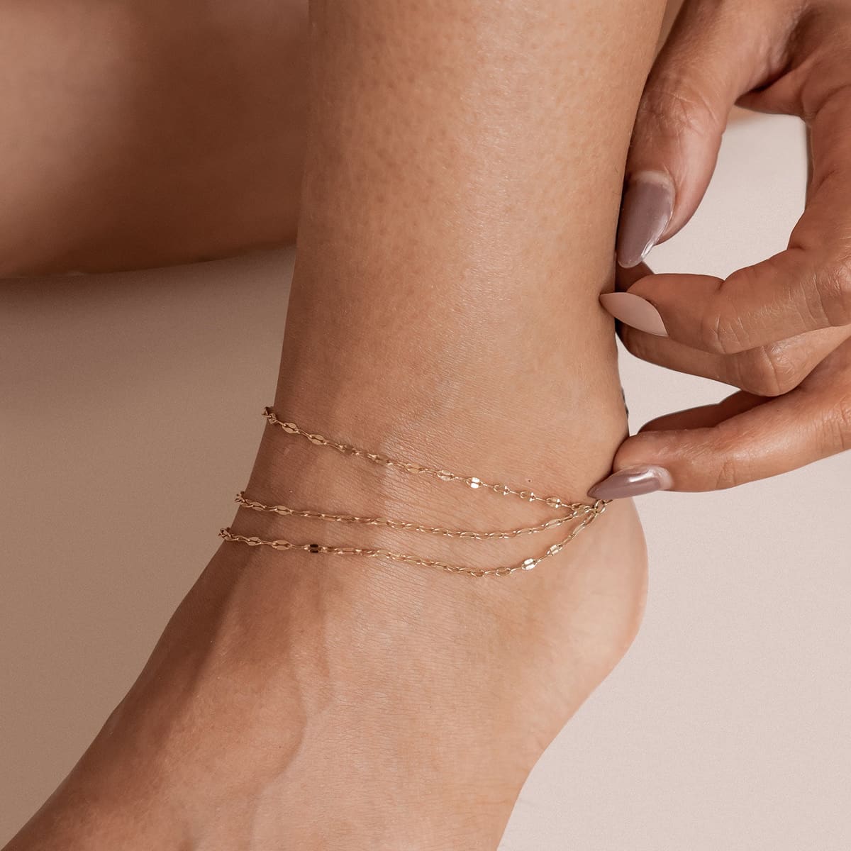 Rolo Trio Chain Anklet - Waterproof