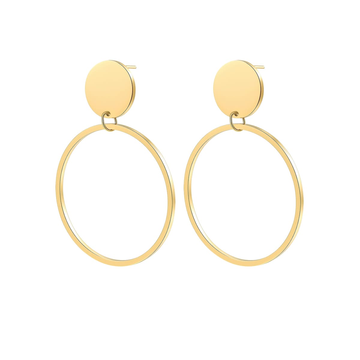 Round Drop Hoop Earrings Waterproof