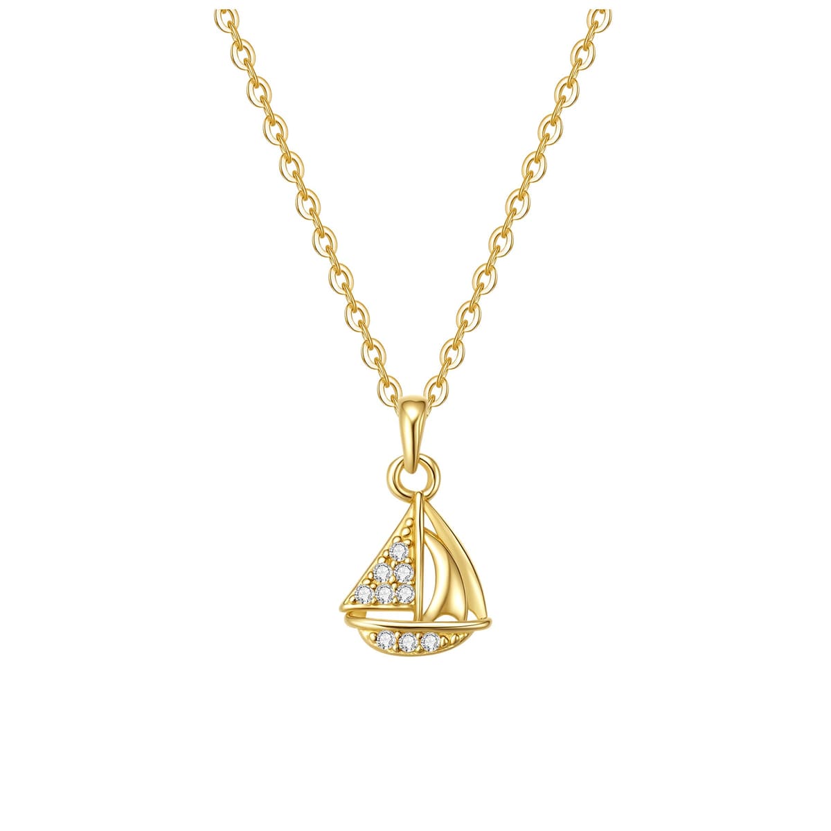 Sailboat Sparkle Pendant Necklace Sterling Silver