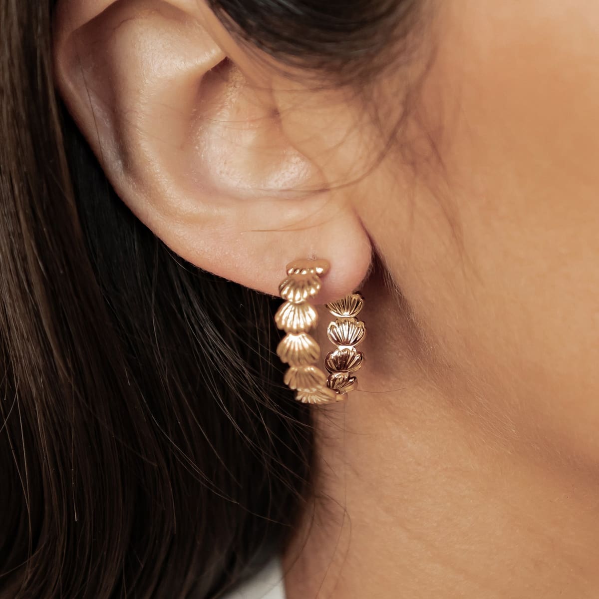 Seashell Hoop Earrings Waterproof