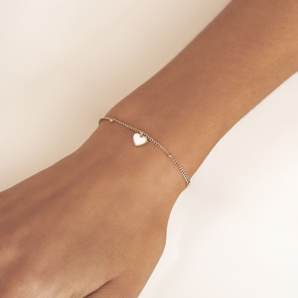 Shell Heart Pendant Chain Bracelet Gold