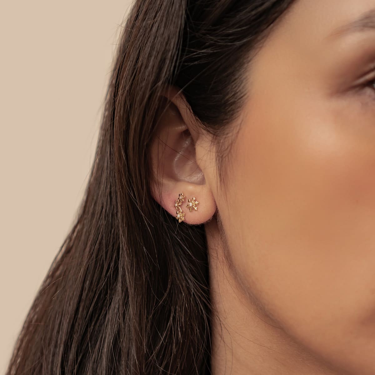 Snowflake Trio Stud Earrings Sterling Silver