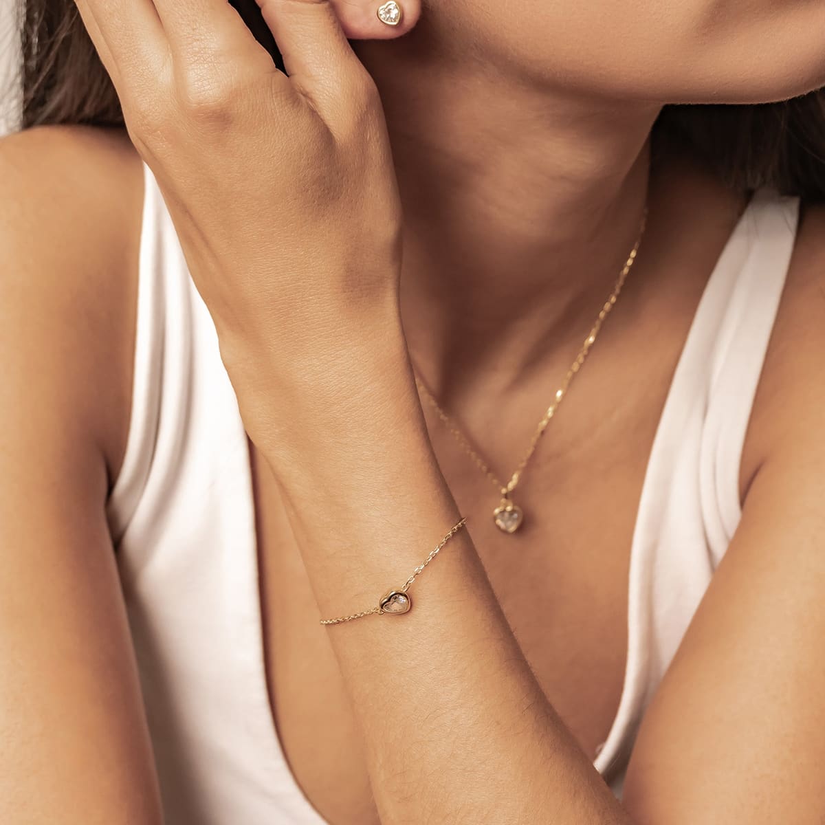 Sparkling Heart Jewelry Set Sterling Silver