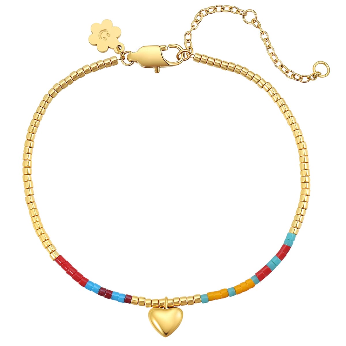 Summer Bead Heart Anklet Waterproof
