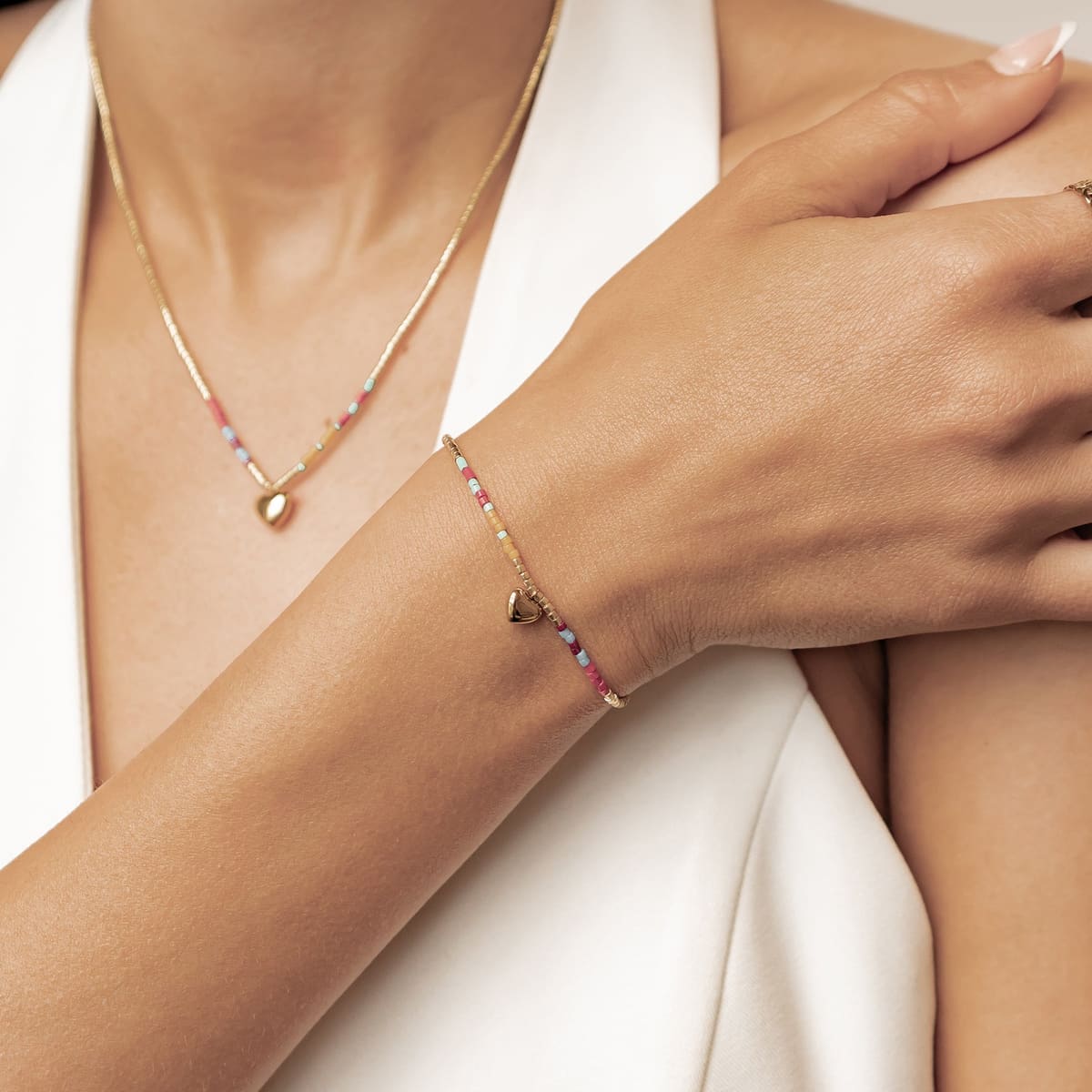 Summer Bead Heart Bracelet Waterproof