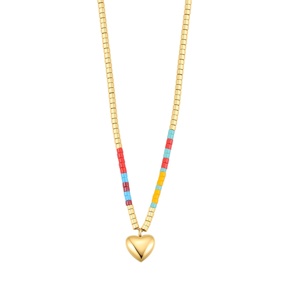 Summer Bead Heart Necklace Waterproof