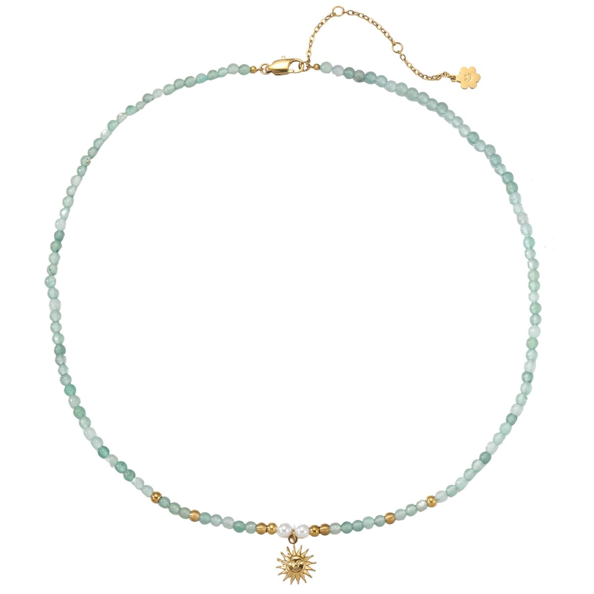 Sun Charm Pearl Bead Necklace Waterproof