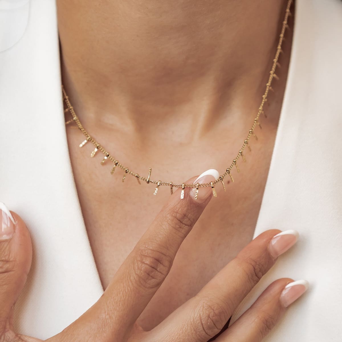 Textured Bar Drop Necklace Waterproof