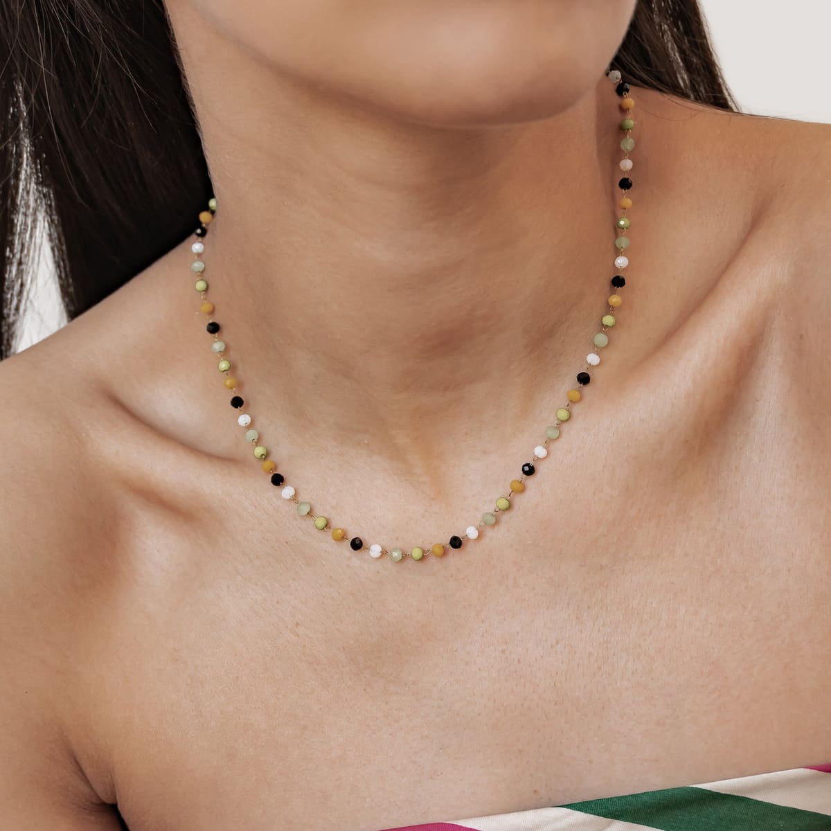 Vibrant Multicolor Bead Necklace Waterproof