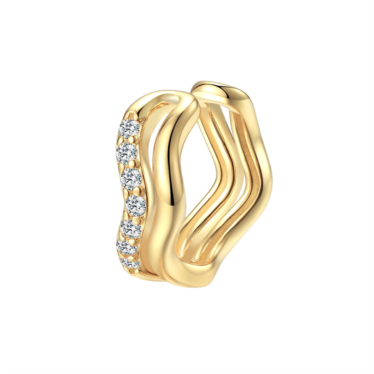 Wavy Pavé Ear Cuff Sterling Silver