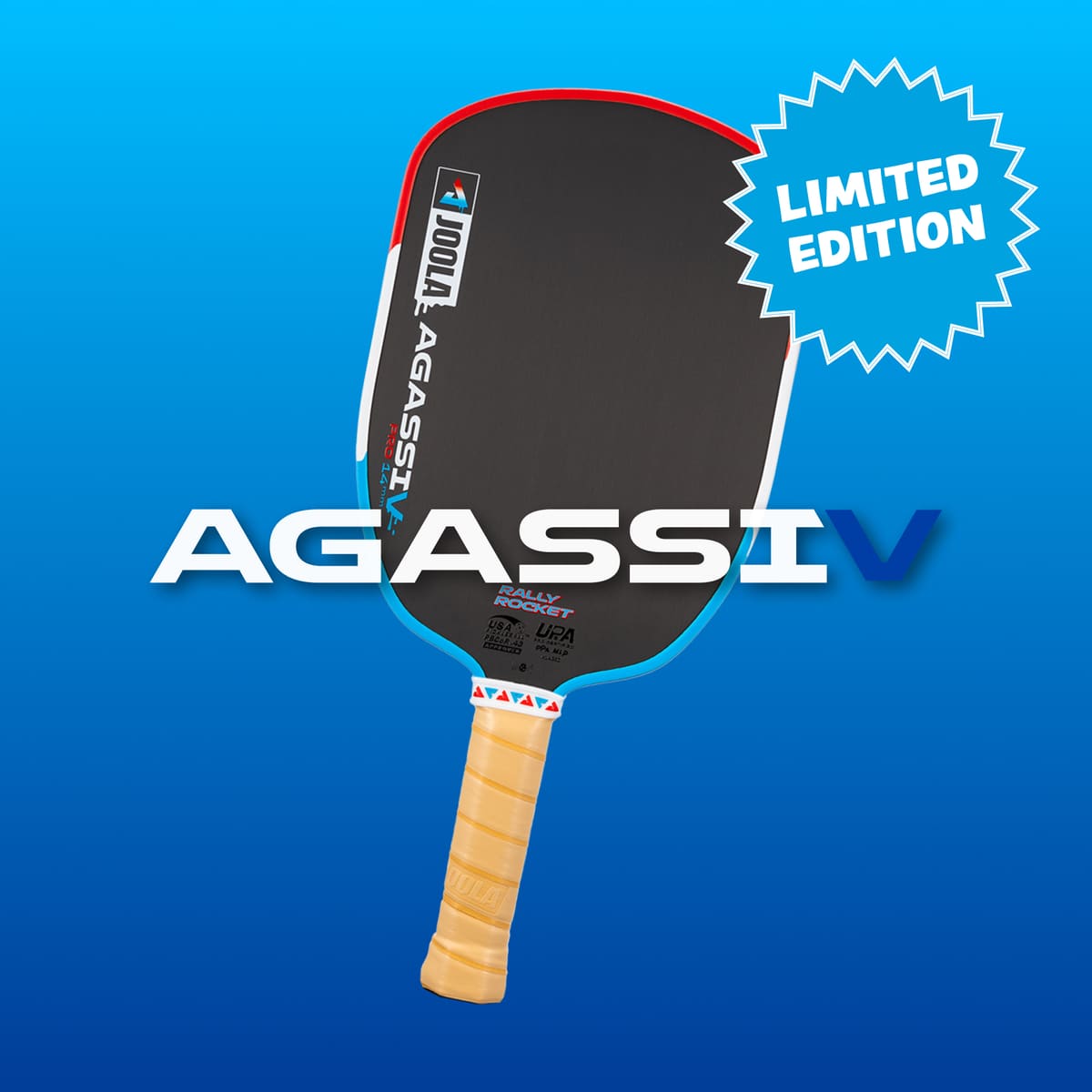 JOOLA Agassi Pro V Rally Rocket Pickleball Paddle - 14mm