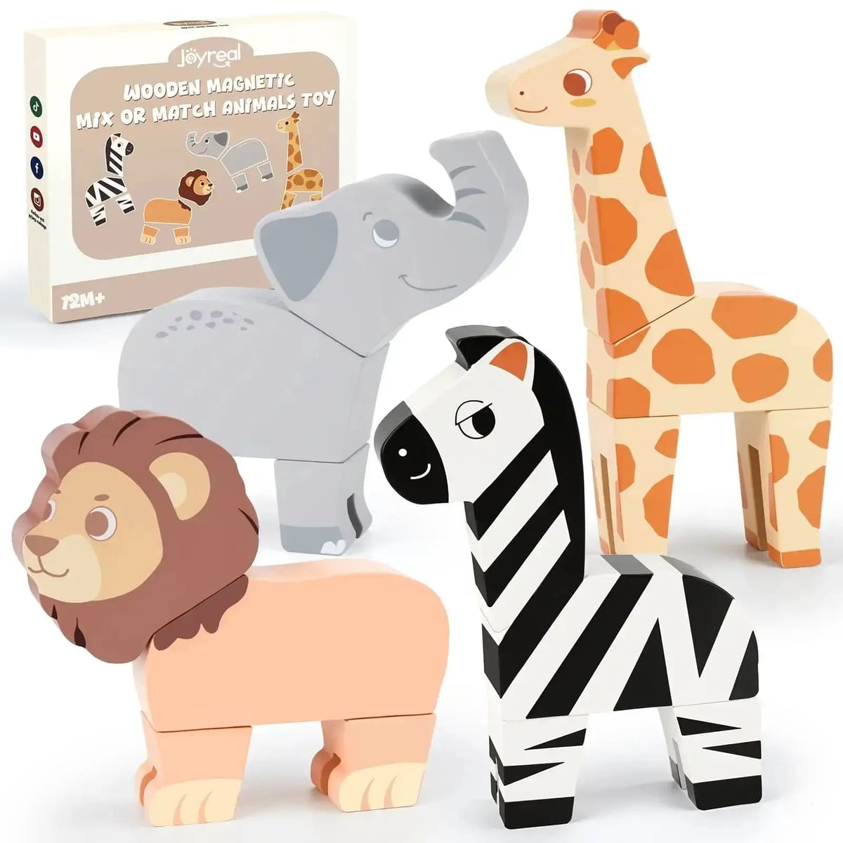 16PCS Magnetic Mix & Match Jungle Animals for Ages 1-5