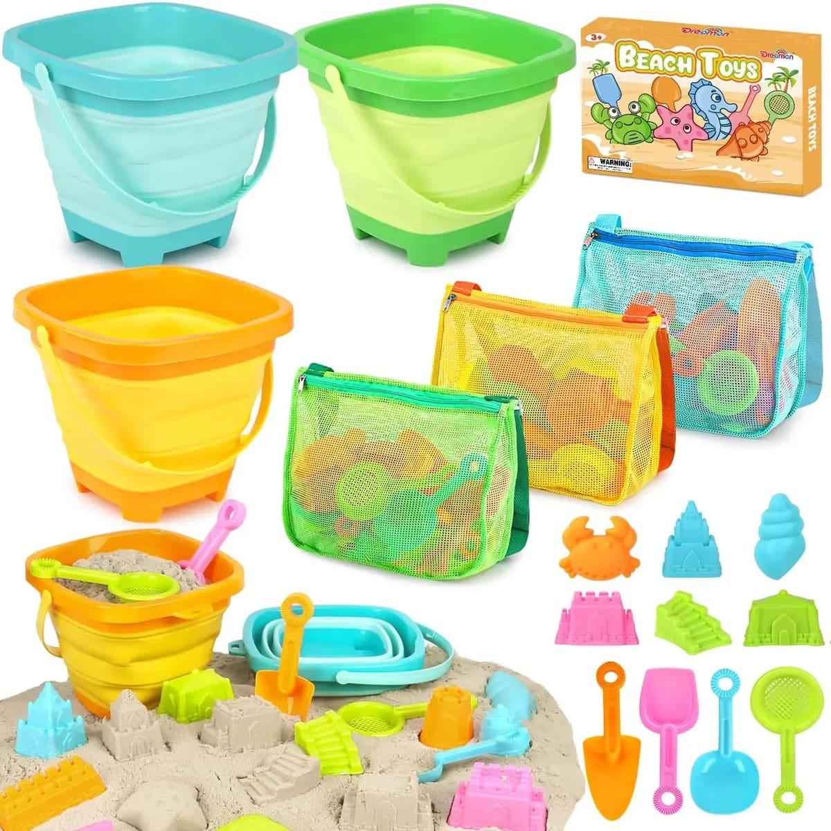 30PCS Collapsible Beach Toys Set for Kids Ages 3-10