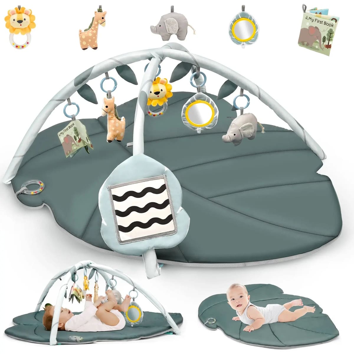 6-Toy Sensory Tummy Time Mat for Newborns 0-6M