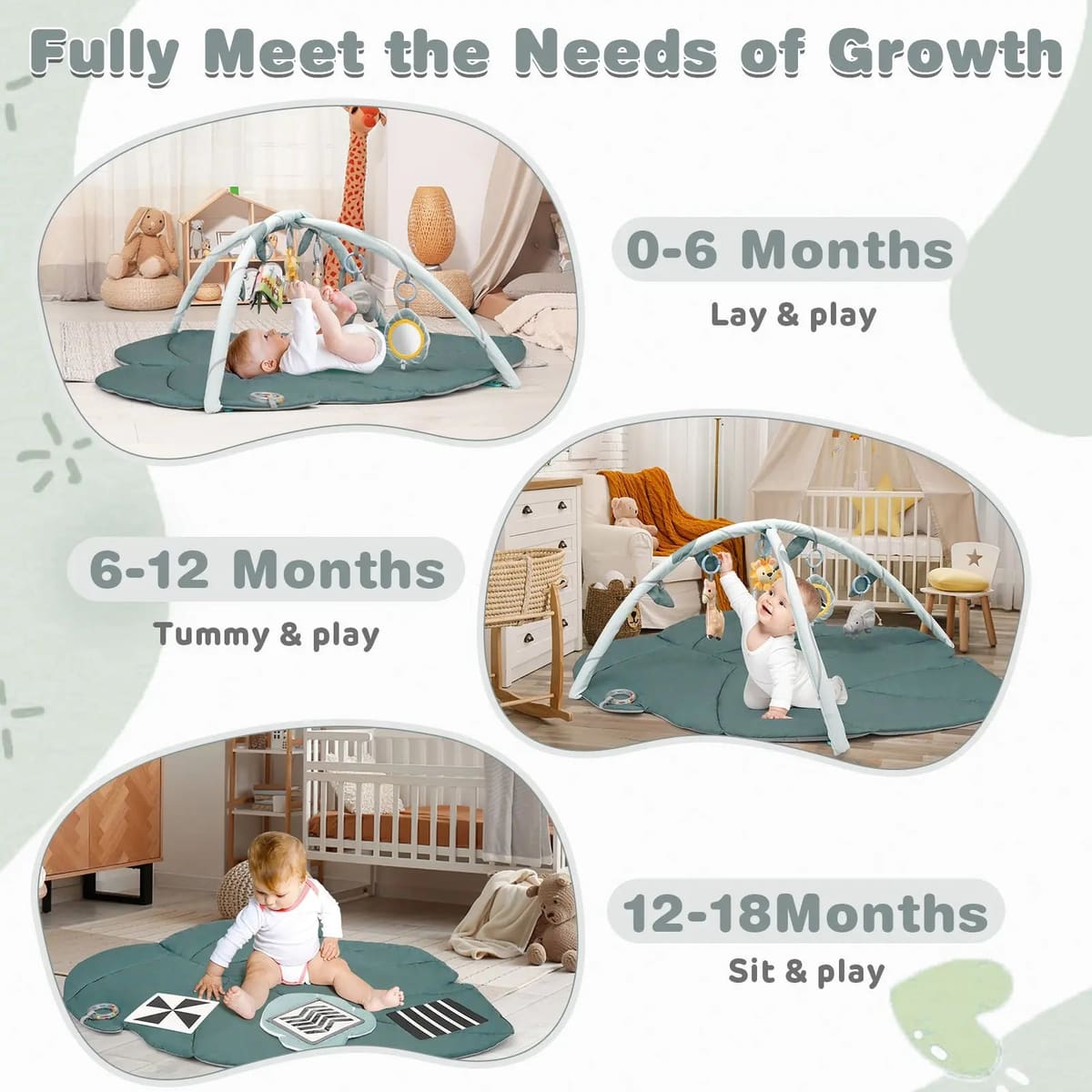6-Toy Sensory Tummy Time Mat for Newborns 0-6M
