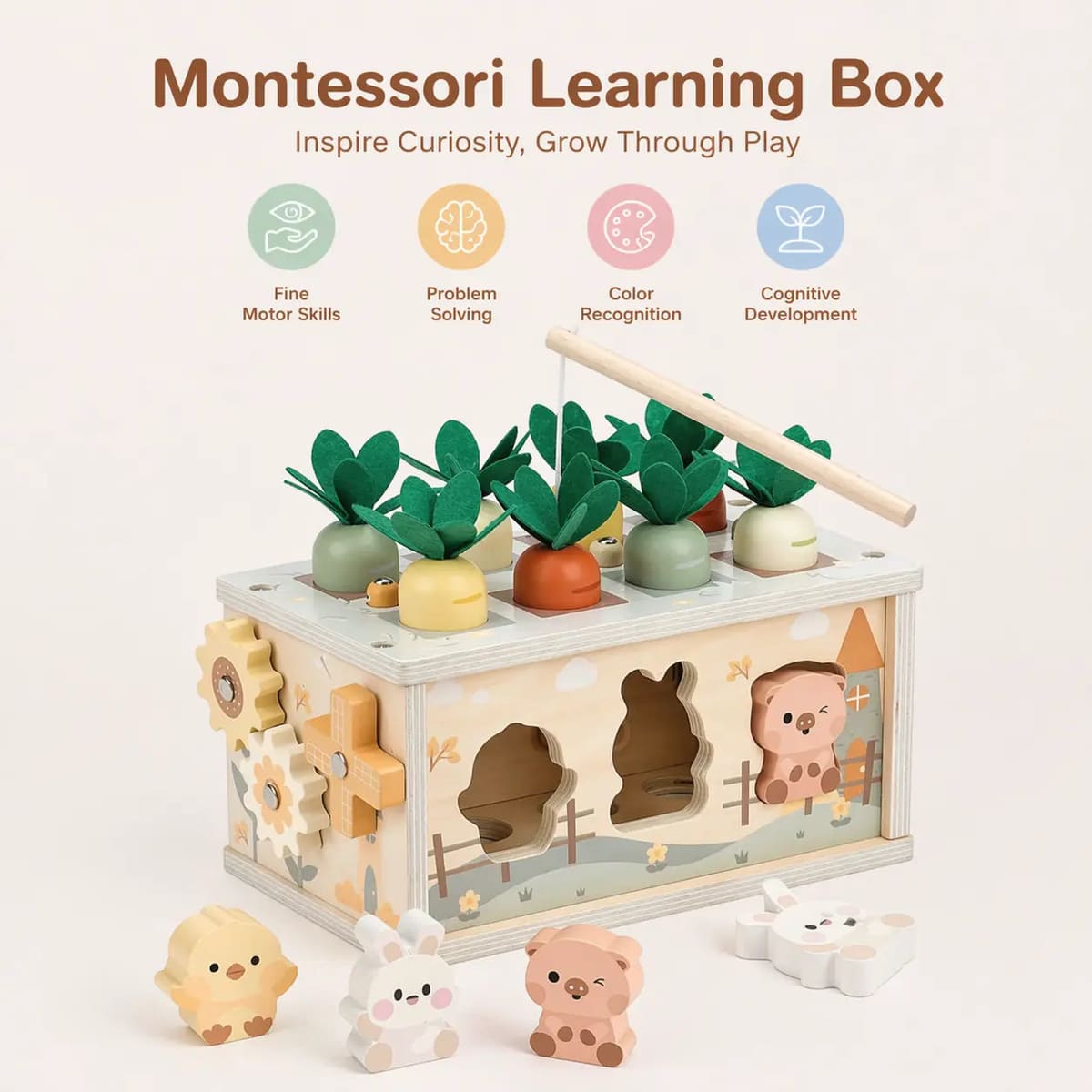 Activity Cube Montessori Tissue Box for 8M - 3 Year Olds