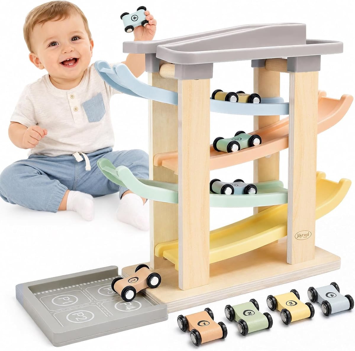 Car Ramp Toy with 4 Cars for Toddlers Ages 1-3