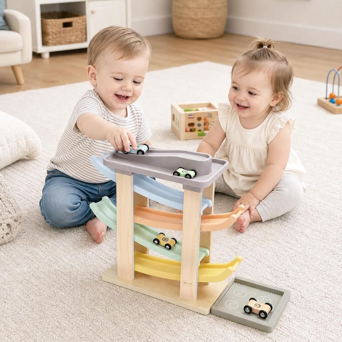 Car Ramp Toy with 4 Cars for Toddlers Ages 1-3