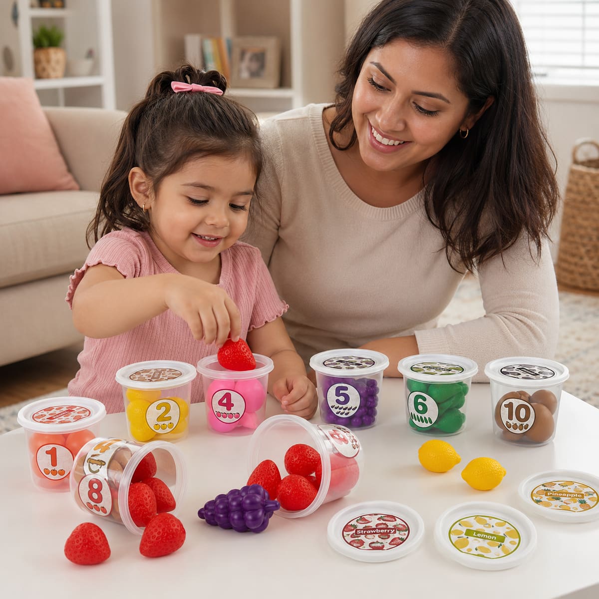 Color Sorting Toys with Play Food for Toddlers