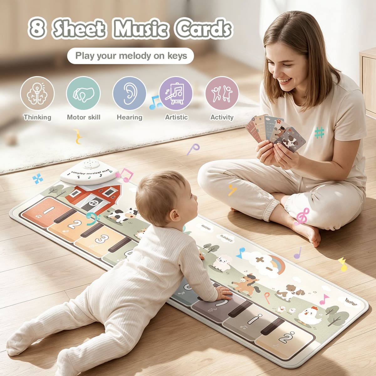 Floor Piano Mat for Toddlers - 45 Sounds Musical Sensory Toy