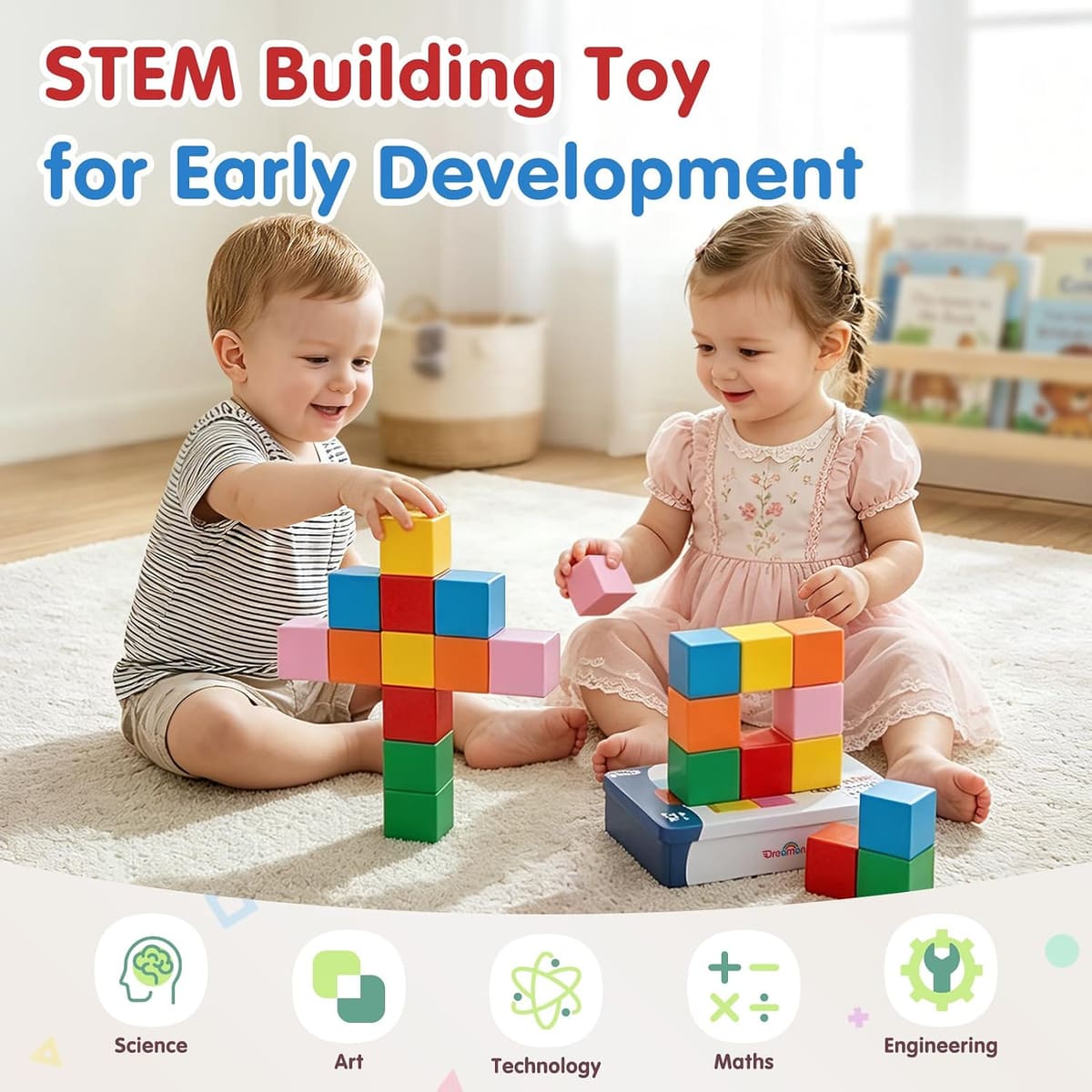 Large Magnetic Blocks with Metal Box for Toddlers 1-3