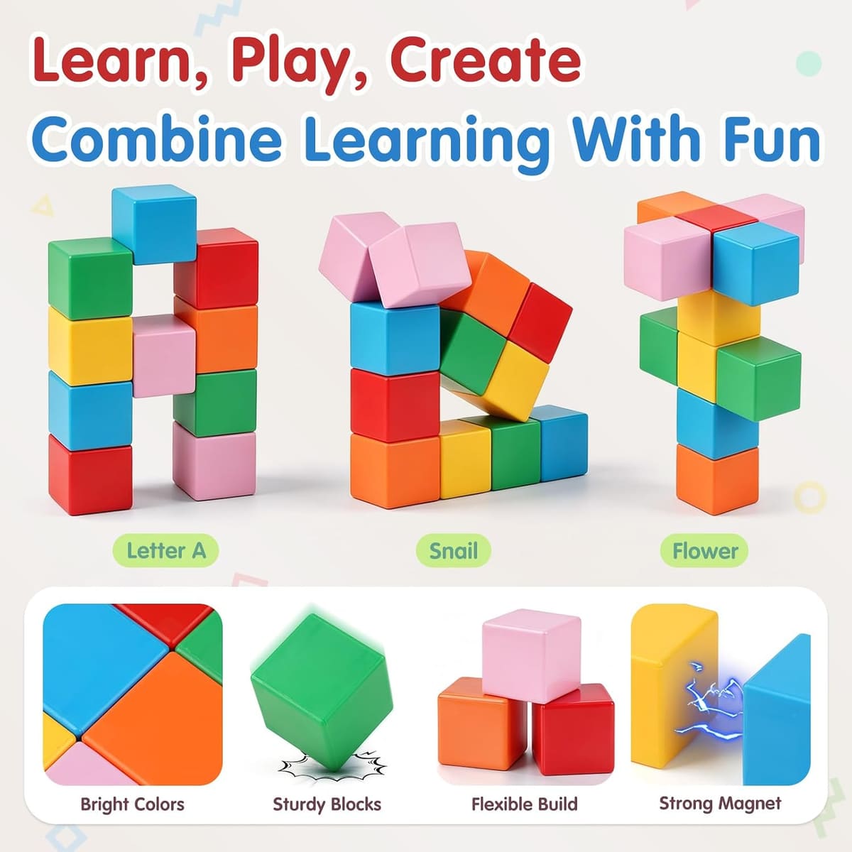 Large Magnetic Blocks with Metal Box for Toddlers 1-3