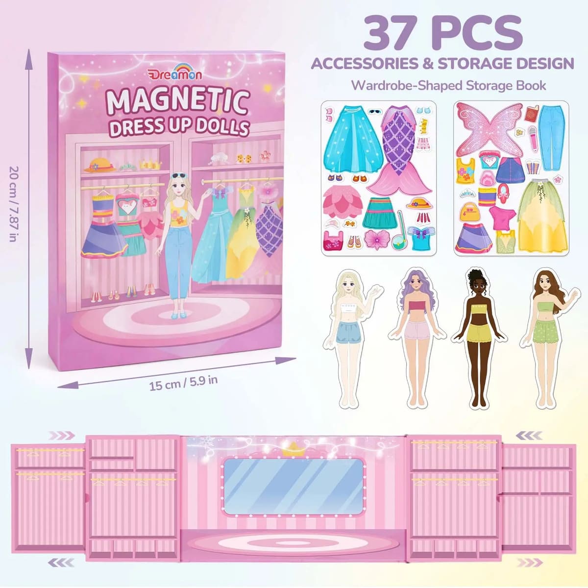 Magnetic Dress Up Dolls Set for Girls - 42PCS Princess & Mermaid Kit