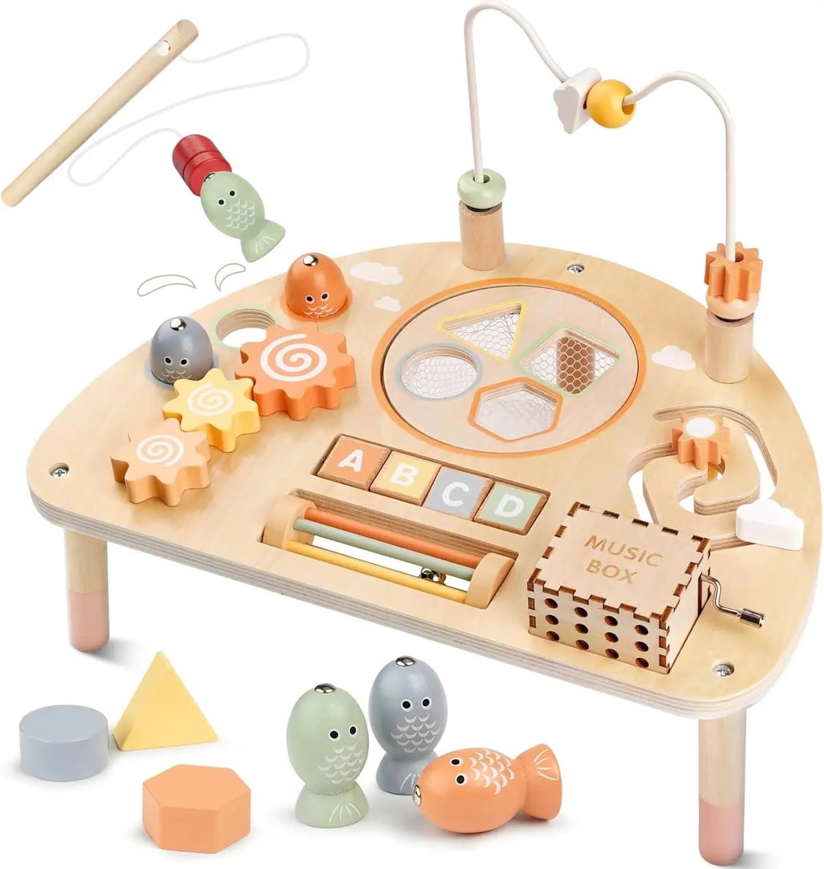 Montessori 8-in-1 Wooden Activity Table for Toddlers