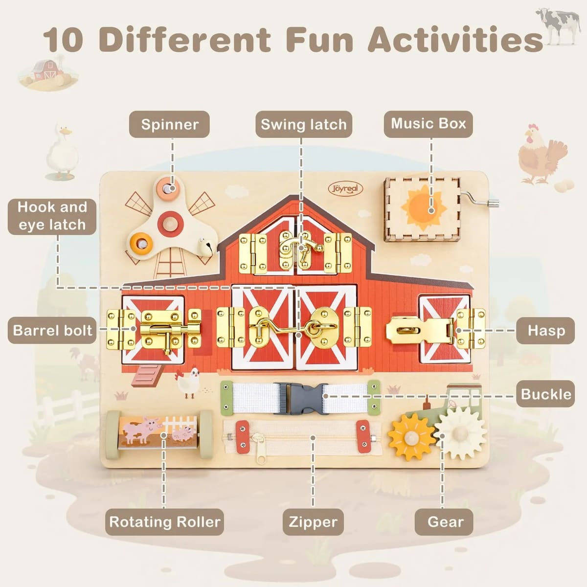 Montessori Busy Board for Toddlers - 10 Activities for Skill Development