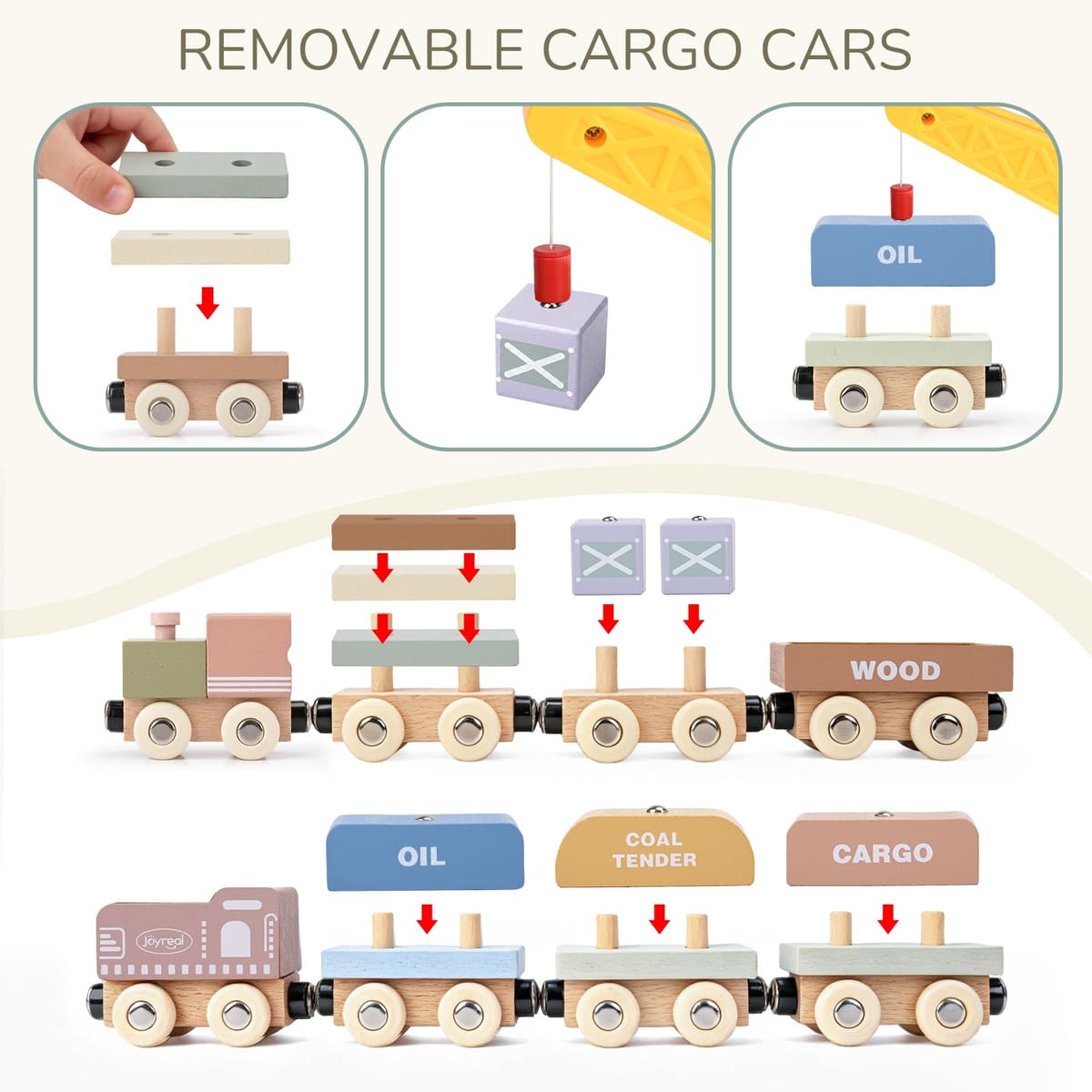 Montessori Magnetic Train Cars with Storage Gift Box for Toddlers