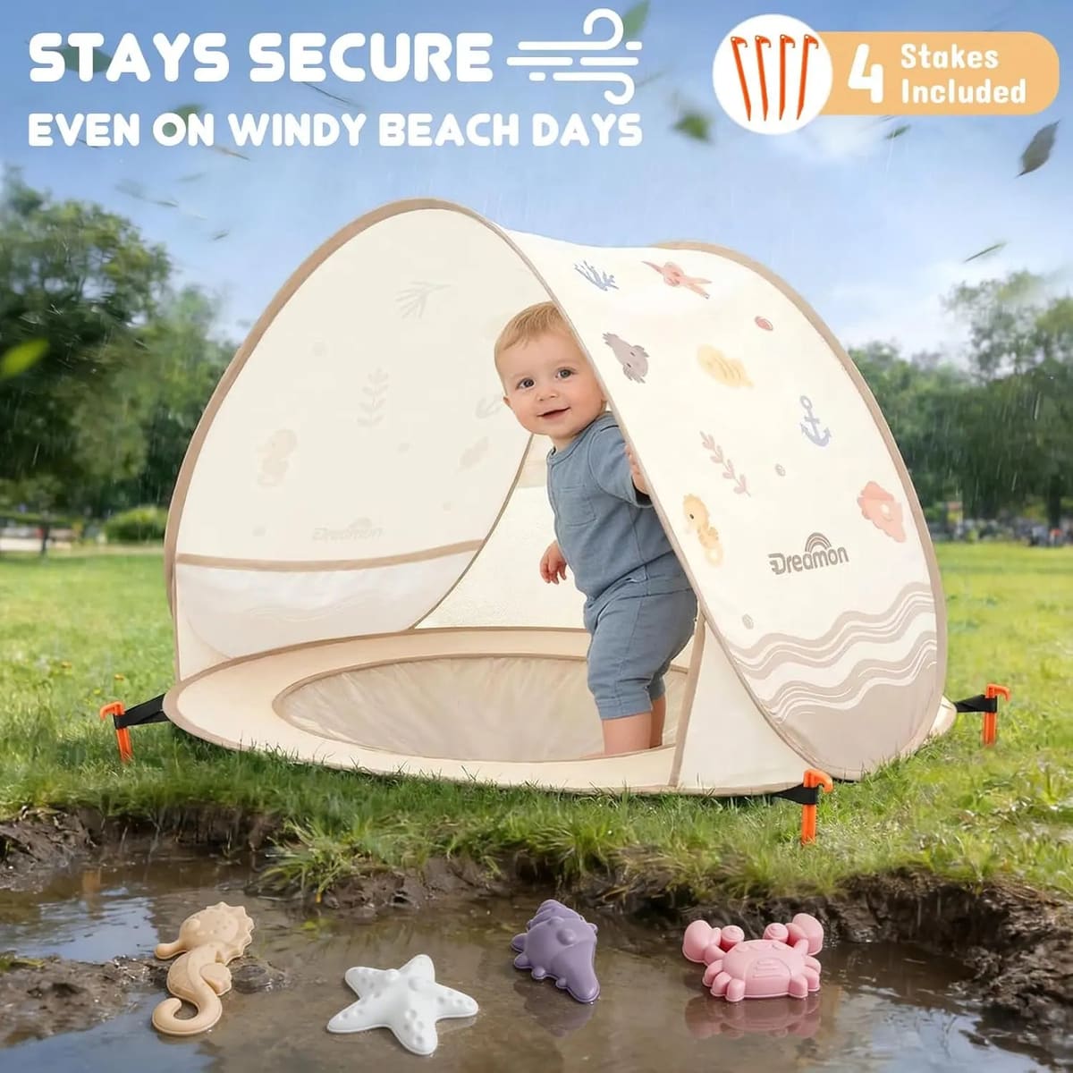 Pop-Up Beach Tent with Baby Pool - UV Protection Tent for Beach, Garden & Outdoor