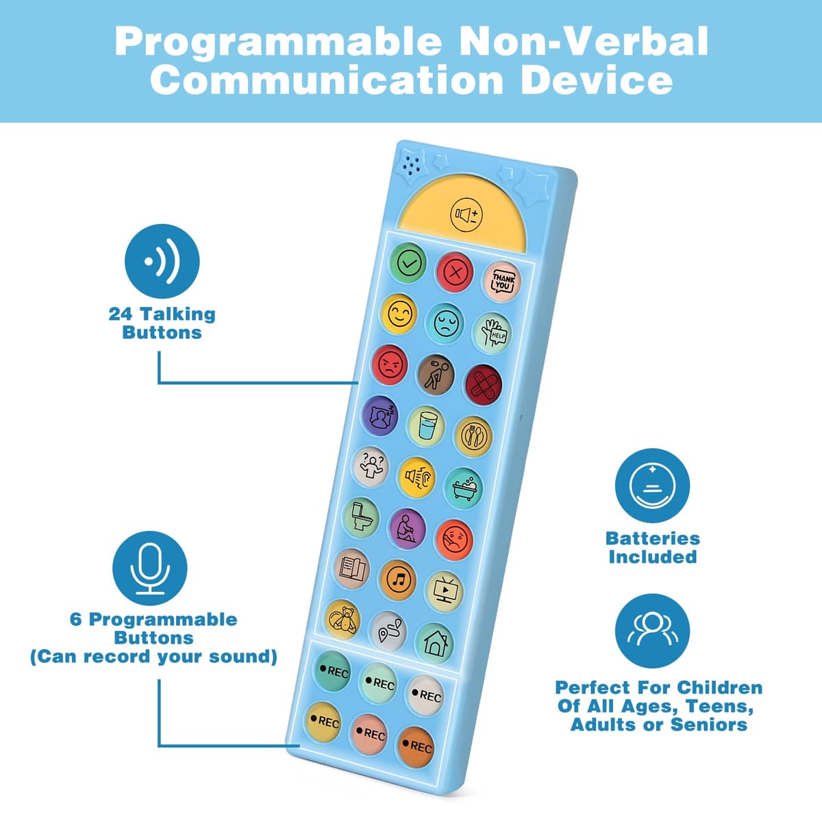 Portable AAC Speech Device Combo, 2-Pack Speech Therapy Device for Autism Nonverbal Children