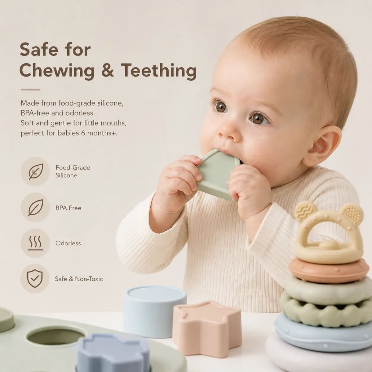 Silicone Sensory Montessori Baby Toy for Toddlers 6M - 2YS