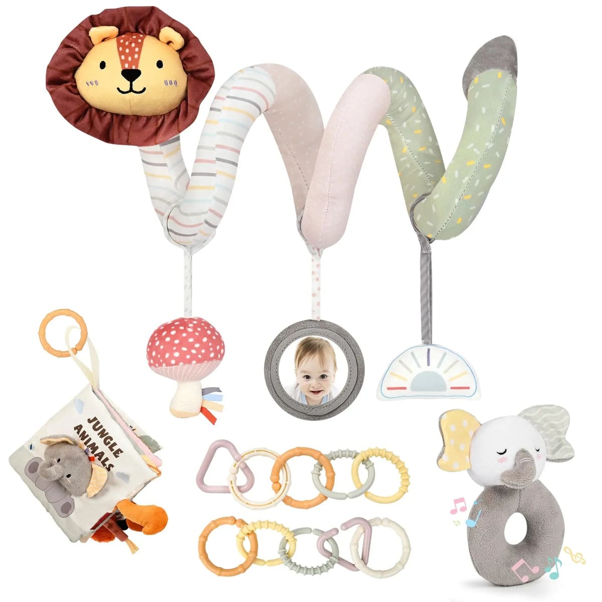 Spiral Car Seat Toy Set - Travel Toy for Newborns & Infants