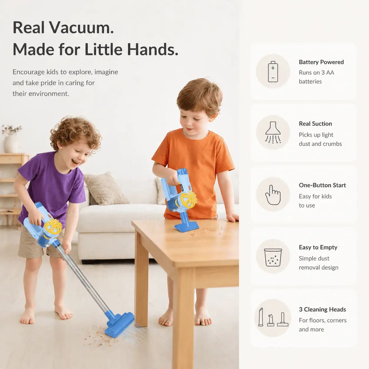 Wooden Cleaning Toys Set with Vacuum for Kids 3+