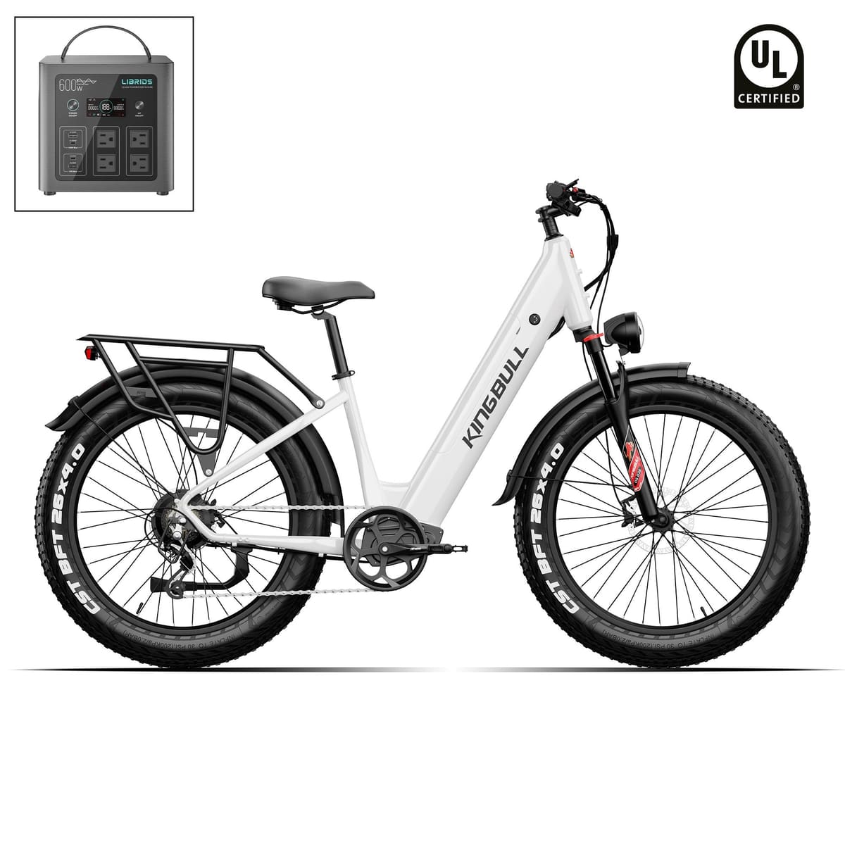 Kingbull Discover ST 2.0 | Premium Off-road & City Electric Bike - White / +$259 Power Station Upgrade