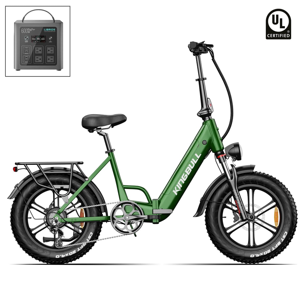 Kingbull Literider 2.0 | All Terrain Fat Tire Folding Electric Bike - Green / +$259 Power Station Upgrade