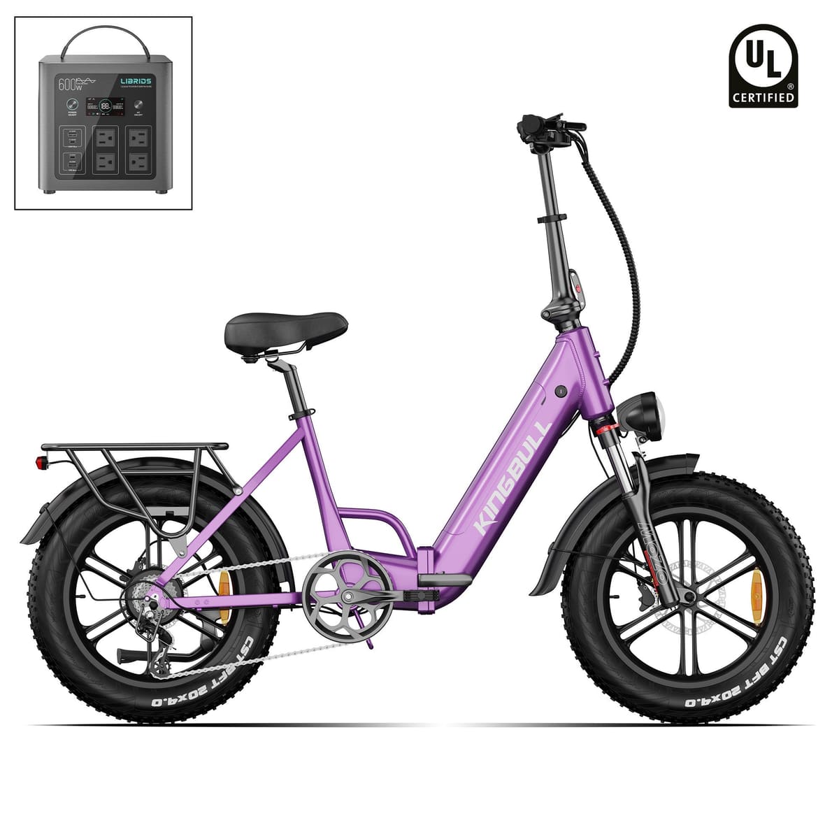 Kingbull Literider 2.0 | All Terrain Fat Tire Folding Electric Bike - Purple / +$259 Power Station Upgrade