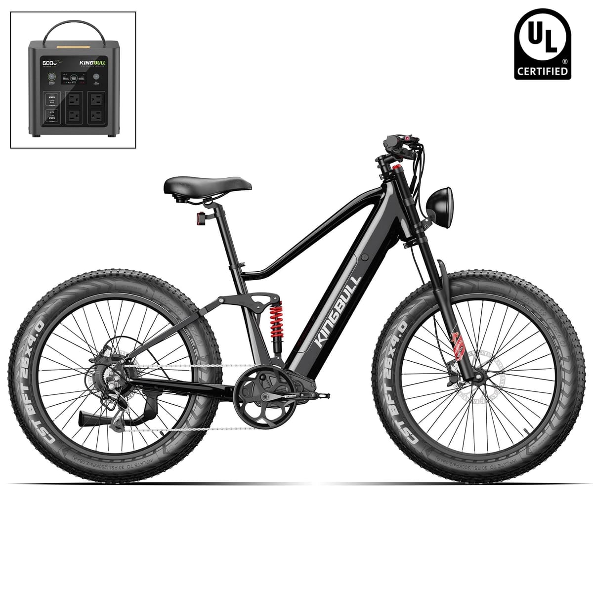 Kingbull Rover 2.0 | All-Terrain Off-Road Electric Bike - Black / +$259 Power Station Upgrade