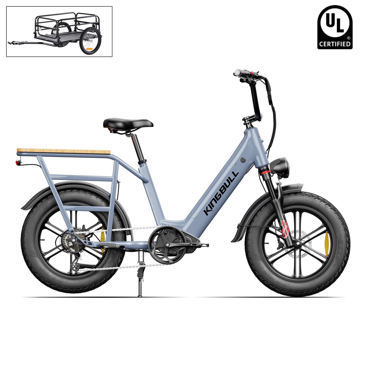 Kingbull Voyager 2.0 | Fat Tire Electric Cargo Bike - Grey / Ebike with Trailer